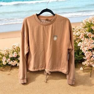 NWT Roxy Feeling salty Pullover crewneck Sweatshirt Size Large Peach Beach